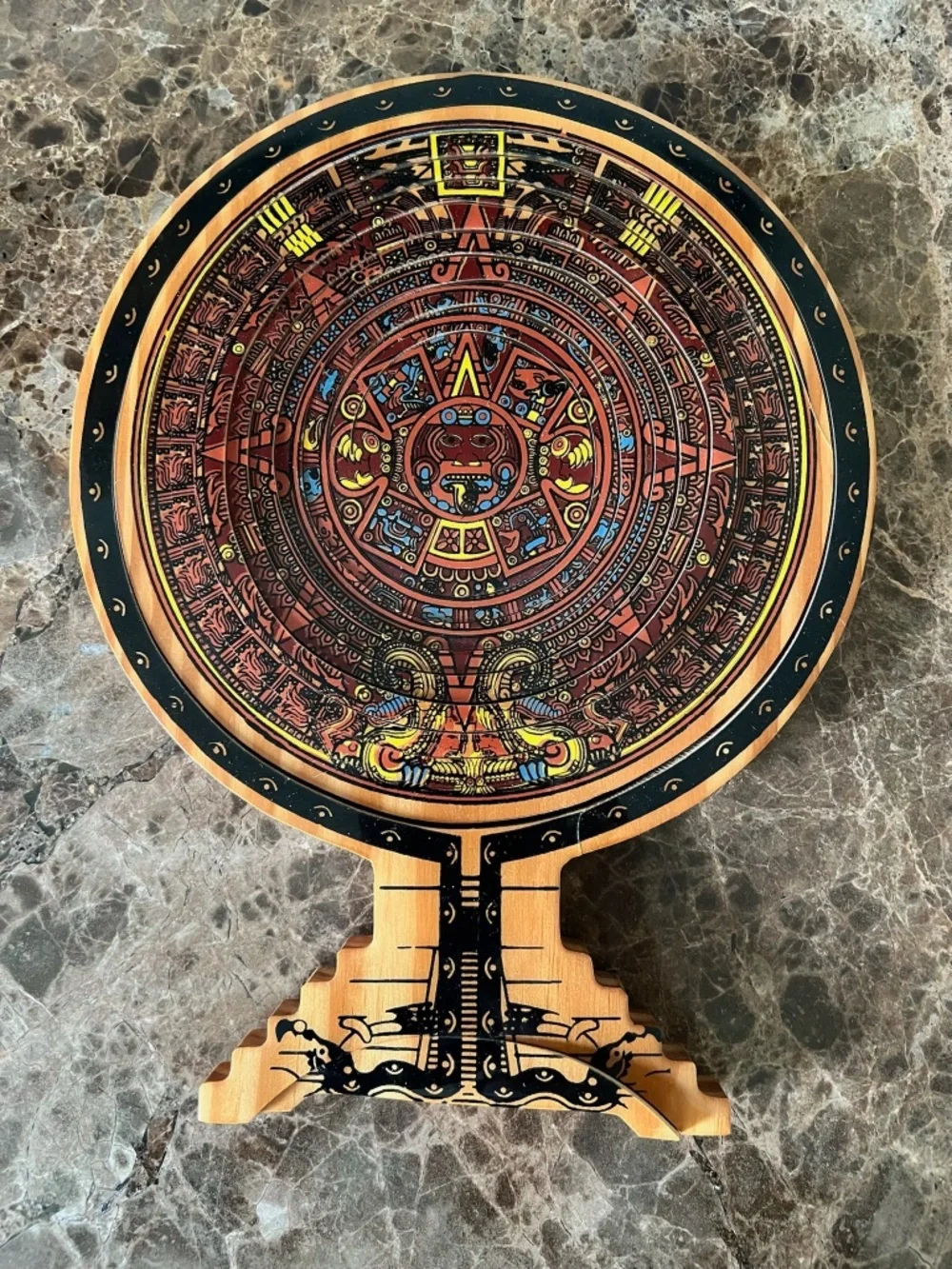 Equinoccio Aztec Solid Wood Collapsible Calendar Bowl